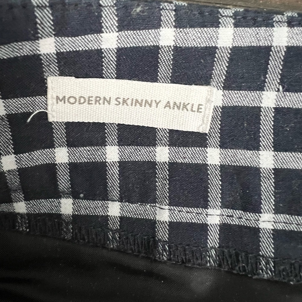 Loft Outlet Blue & White Check Modern Skinny Ankle Pants - Size 4P - Picture 4 of 7